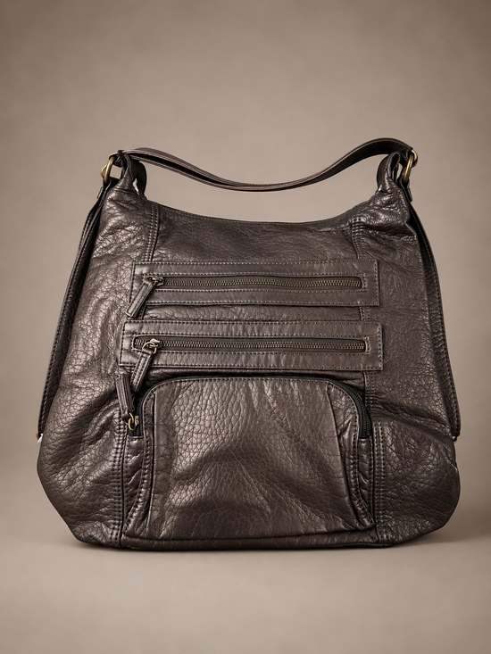 Handbags - Everyday Leather Hobo Backpack/Shoulder Bag - Dark Brown